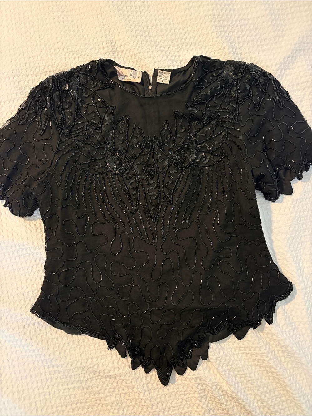 Laurence Kazar Black Beaded Blouse